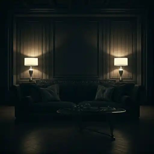Moody cinematic luxury dark interior